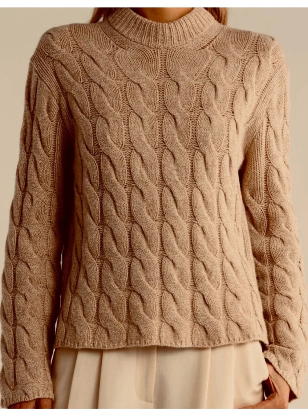 NWOT Theory Cable Knit Sweater in Camel / Tan